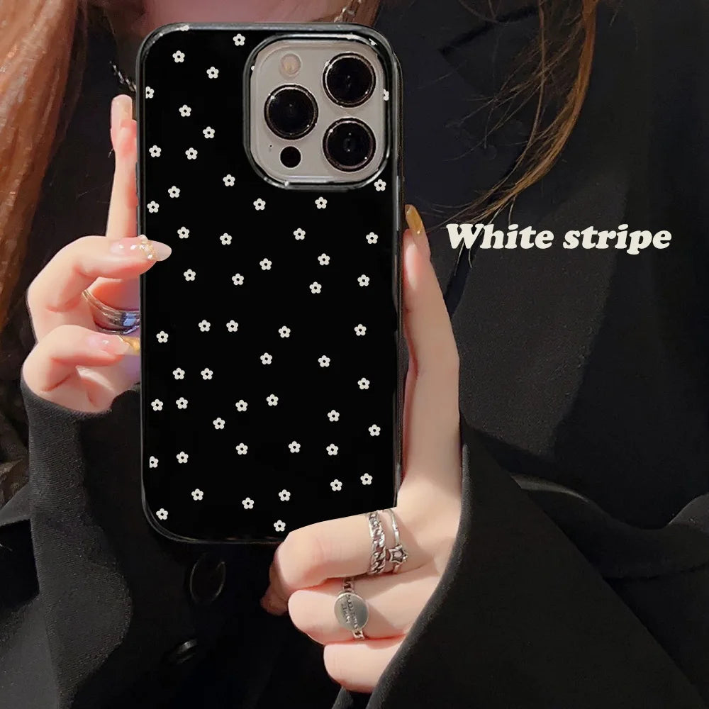 Korean Cute Flower Phone Case  For iPhone 16 15 14 13 12 11 Pro Max XS XR 7 8 Plus SE Mini Soft Shockproof Protective Back Cover