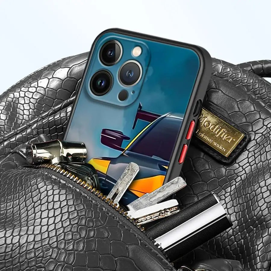 JDM Half Car Phone Case for iPhone 12 14 Pro Max 16 Plus 12 Mini 7 8 XR 16 15 11 XS 15Pro 13 Soft Cover