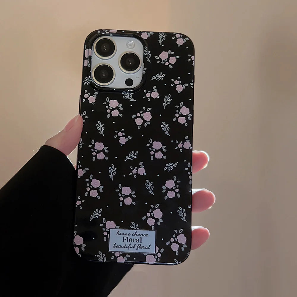 Korean Cute Flower Phone Case  For iPhone 16 15 14 13 12 11 Pro Max XS XR 7 8 Plus SE Mini Soft Shockproof Protective Back Cover