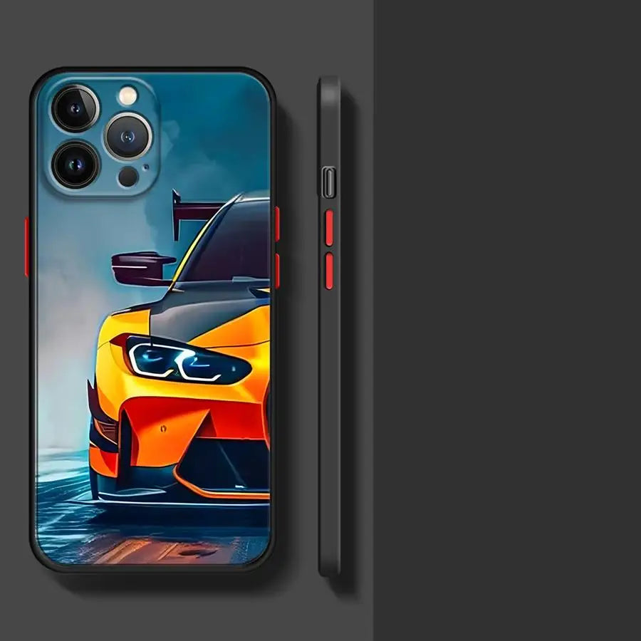 JDM Half Car Phone Case for iPhone 12 14 Pro Max 16 Plus 12 Mini 7 8 XR 16 15 11 XS 15Pro 13 Soft Cover