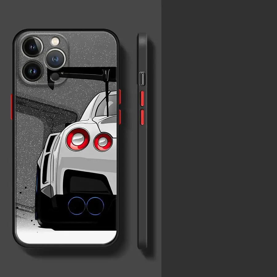 JDM Half Car Phone Case for iPhone 12 14 Pro Max 16 Plus 12 Mini 7 8 XR 16 15 11 XS 15Pro 13 Soft Cover