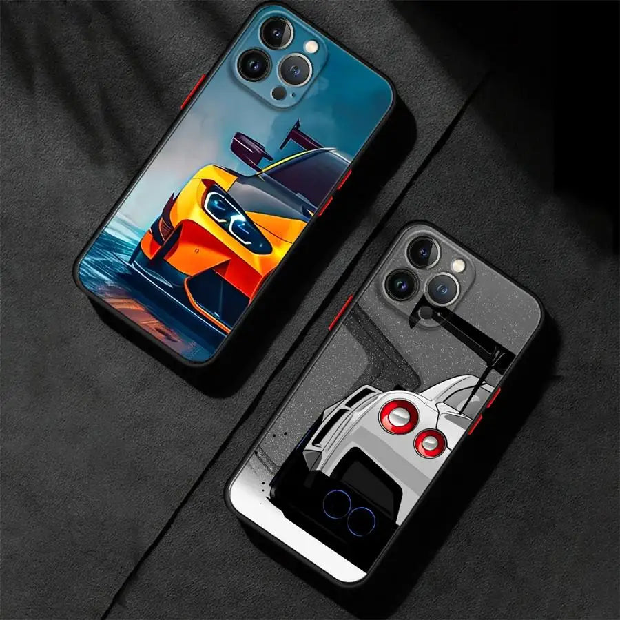 JDM Half Car Phone Case for iPhone 12 14 Pro Max 16 Plus 12 Mini 7 8 XR 16 15 11 XS 15Pro 13 Soft Cover