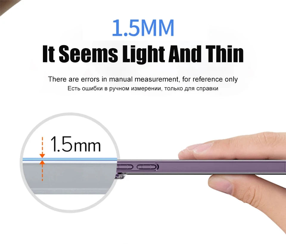 Transparent Phone Case For iPhone 16 15 14 12 11 13 Pro Max Mini Shockproof Cover X XR 8 7 Plus SE Clear Soft TPU Cases Shell