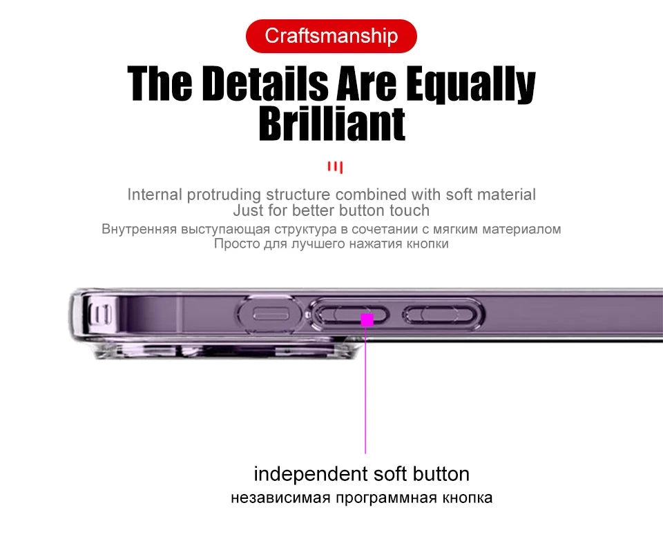 Transparent Phone Case For iPhone 16 15 14 12 11 13 Pro Max Mini Shockproof Cover X XR 8 7 Plus SE Clear Soft TPU Cases Shell