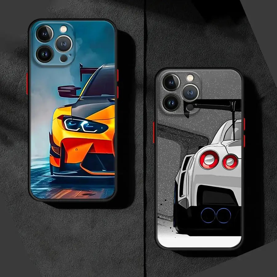 JDM Half Car Phone Case for iPhone 12 14 Pro Max 16 Plus 12 Mini 7 8 XR 16 15 11 XS 15Pro 13 Soft Cover